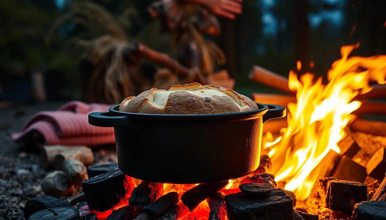 Campfire Dutch Oven Bread Baking Campfire Dutch Oven Bread Baking