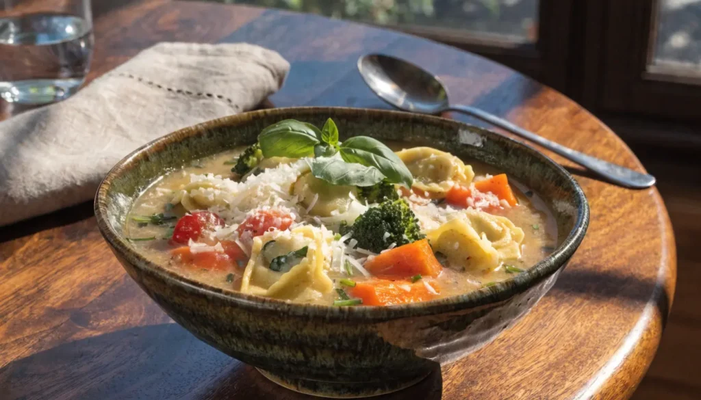 the ultimate vegetarian tortellini soup a bowl of