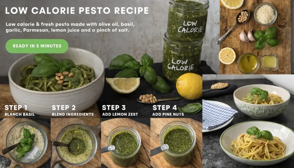 step by step low calorie pesto recipe ready in 5