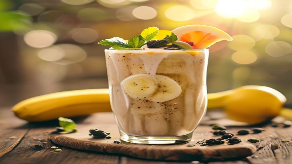 swaltrecipes 12 A bright, refreshing pre workout smoothie recipe banana in a glass.