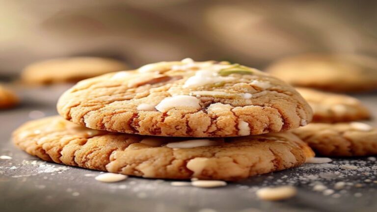 A stack of golden brown sugar free cookies for diabetics on a rustic plate.