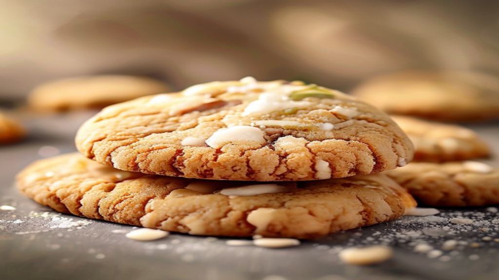 swaltrecipes 10 A stack of golden brown sugar free cookies for diabetics on a rustic plate.