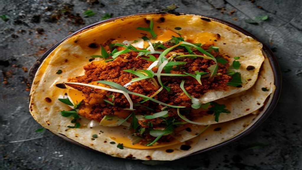 Seasoned Taco Meat Close up of ground beef coated in a rich homemade taco seasoning.