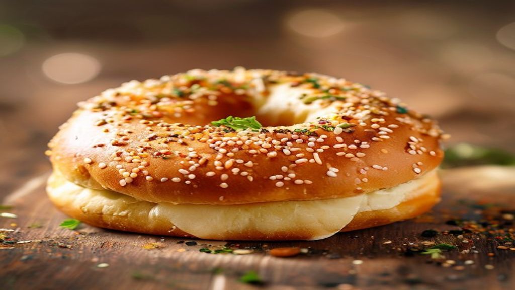 swaltrecipes 9 A glass jar filled with homemade everything bagel seasoning featuring sesame seeds and dried garlic.