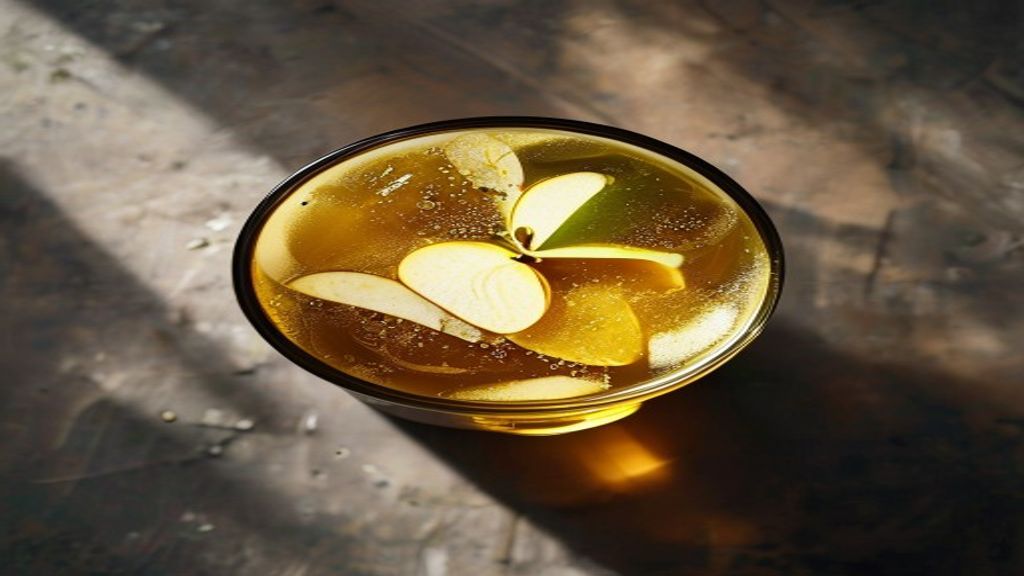 Apple Cider Vinegar Drink Recipe Details Close up of apple cider vinegar drink recipe in a glass with a cinnamon stick.