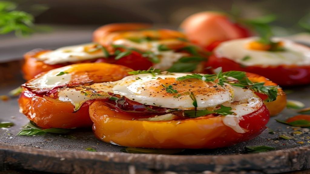 swaltrecipes 8 Baked bell peppers with eggs as a sugar free breakfast recipe diabetic.