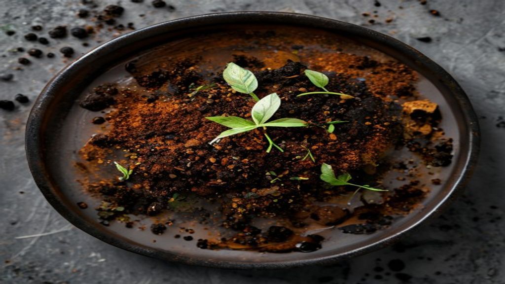 Close up of a seared fish fillet coated in dark, aromatic blackened seasoning