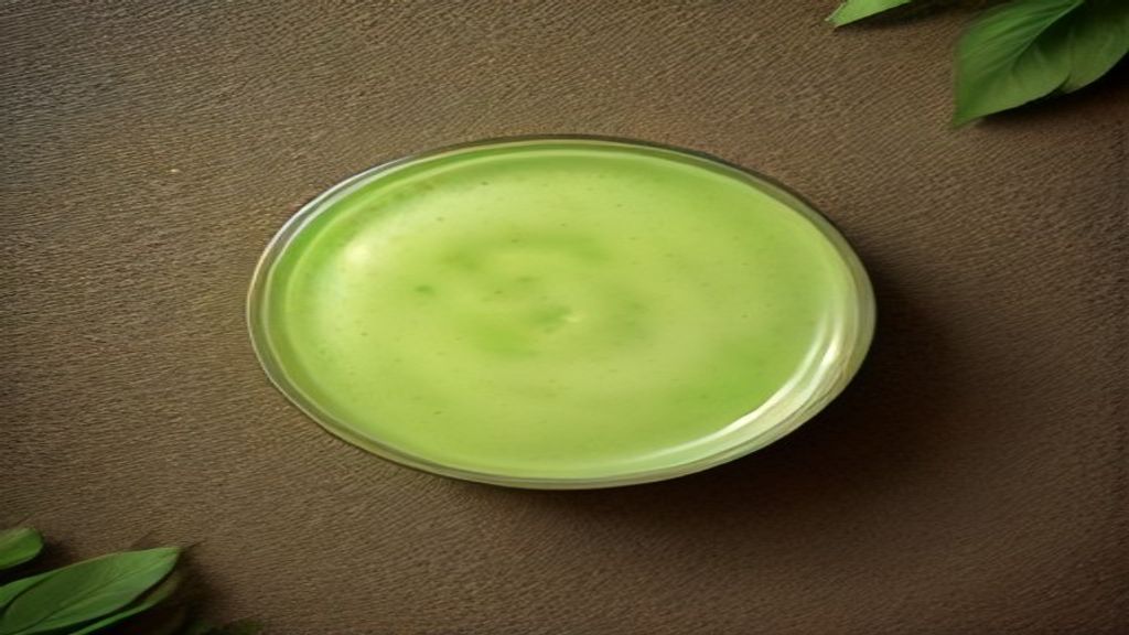 Smooth green tea smoothie texture Top down view of a creamy green tea smoothie showing a smooth texture.