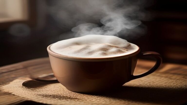 A steaming mug of homemade hot chocolate from scratch.