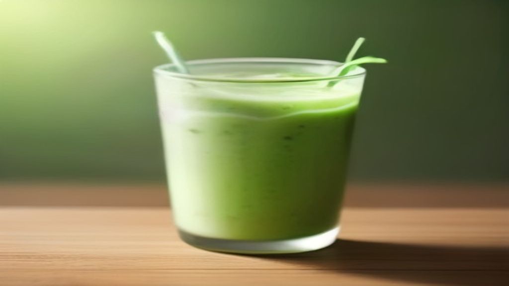 Refreshing green tea smoothie A vibrant green tea smoothie in a glass with a straw.